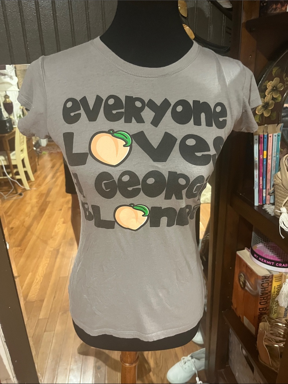Rue21 Gray Blonde Tee with Peach Graphic